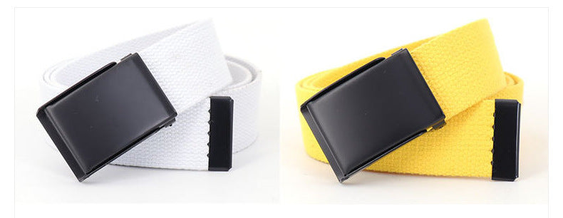 Men's Casual Canvas And Denim Belt With Buckle Closure