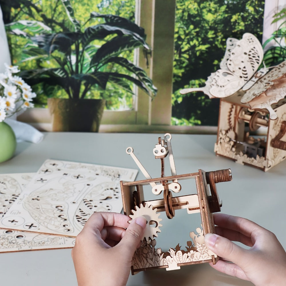 Wooden Butterfly Music Box Model Kit with Colour Butterfly or Natural Butterfly Music Box Checkout Options — image 9