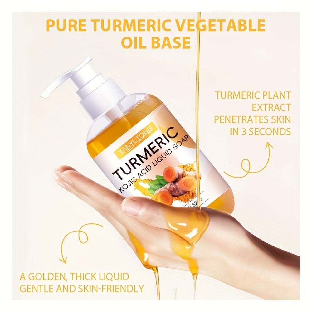 Turmeric and Kojic Acid Liquid Body Wash in a 250g Amber Pump Bottle with Single-Piece Option — image 7