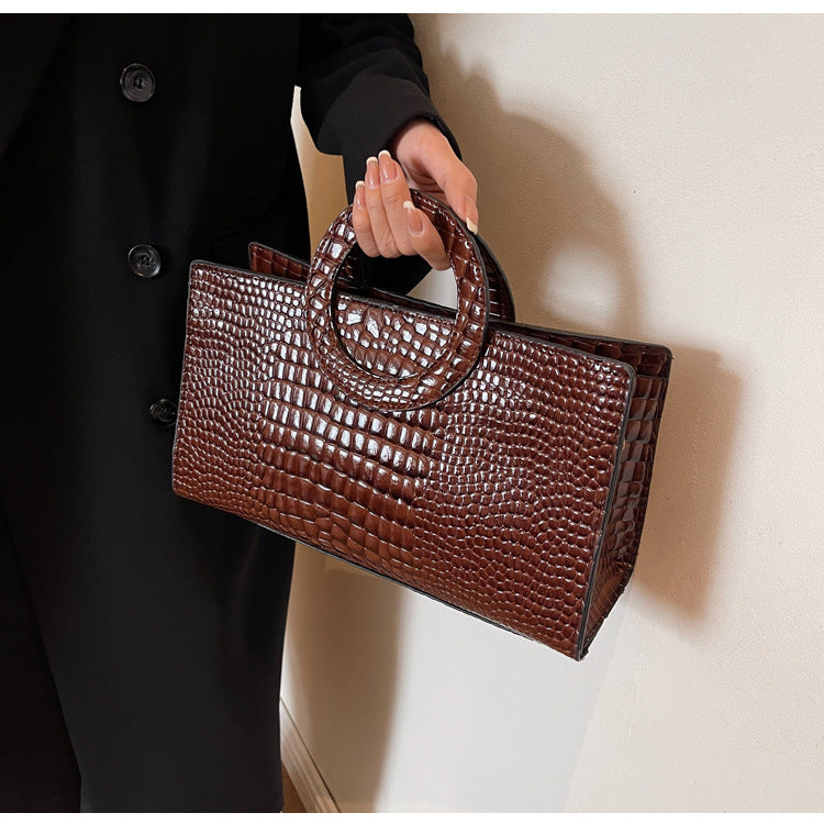 Fall Winter Fashion Retro Handbag Stone Texture Niche Bag Simple Women
