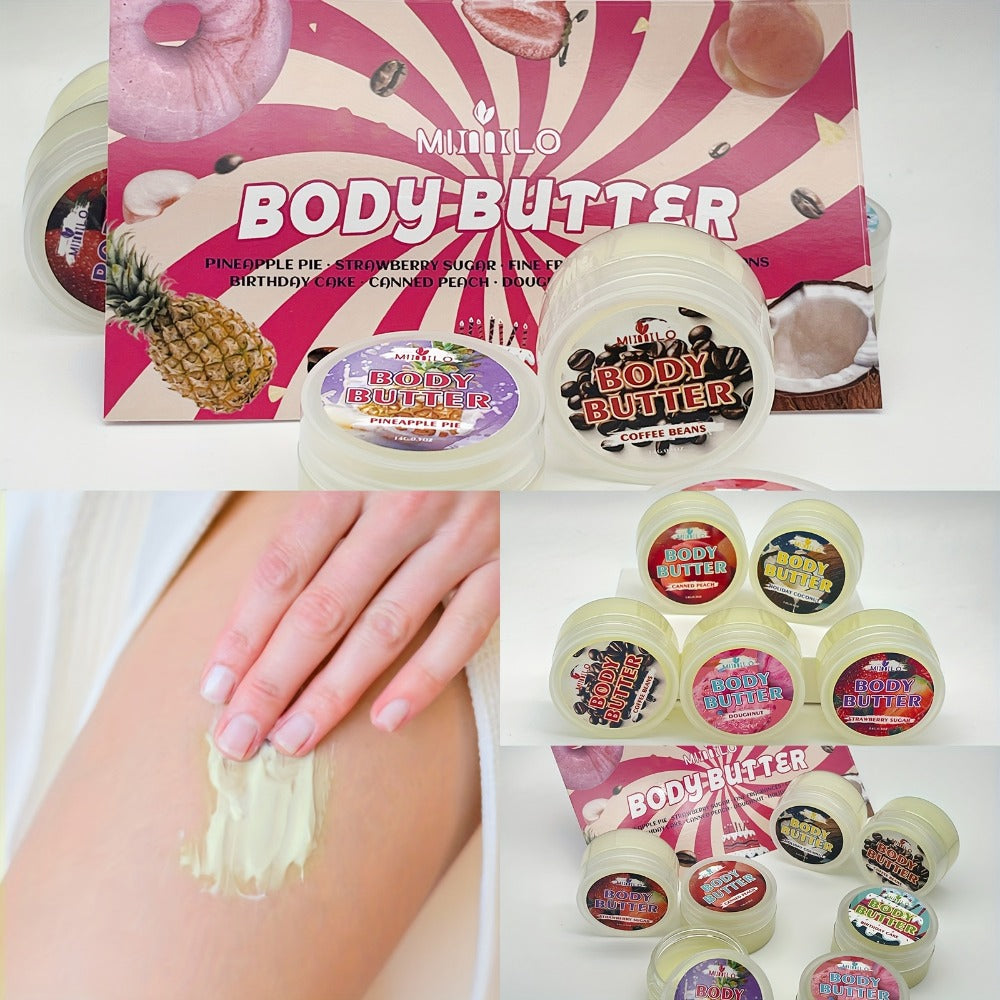 Fruity Body Glaze Set 8 Scents 100g×2 – Pineapple Coconut Strawberry Coffee Peach Doughnut Birthday Cake Non-Greasy All-Day M