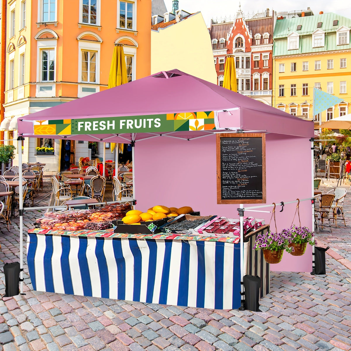 Pink 10x10ft Commercial Pop-Up Canopy Tent with Sidewall, Hanging Bars, Crossbars and Banner Strip — image 1