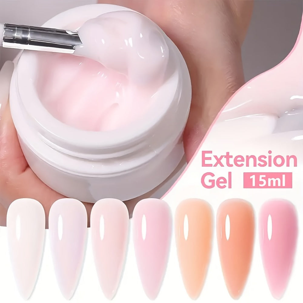 Six-Color Builder Gel Set, 15ml Each in Clear, White, Milky Jelly, Light Pink, Pink and Nude for Nail Extensions — image 2