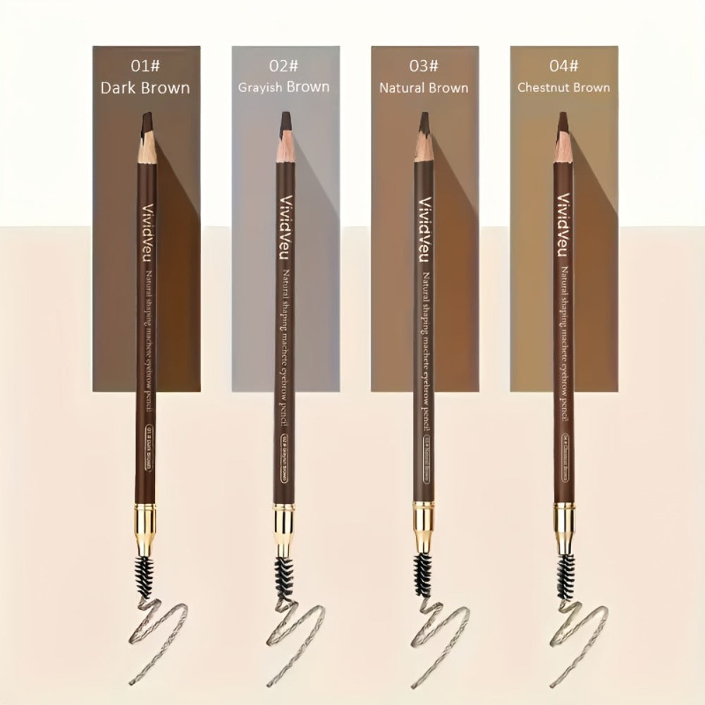 Four-Color Wood Eyebrow Pencil Set with Sharpened Brown-Tone Tips, Spoolie Ends and Approx. 20 cm Length — image 7