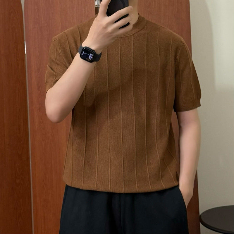 Crisp Solid-color Knit T-shirt