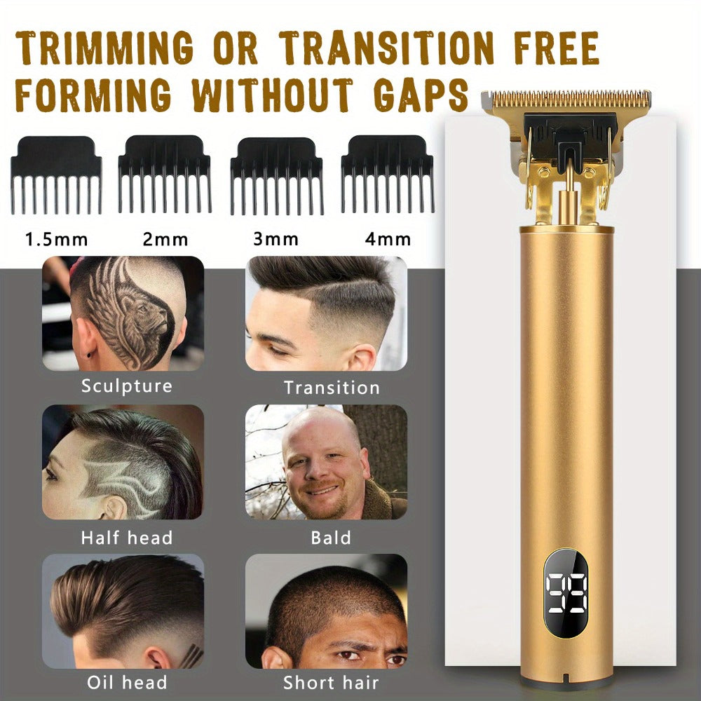 T-Blade Trimmer for Men Cordless Rechargeable – Nano Titanium Alloy Blades LED Display 4 Guide Combs 1.5-4mm — image 11