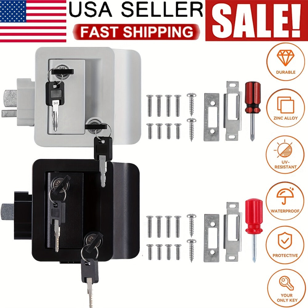 RV Door Lock Replacement – Travel Trailer Entry Door Lock with Deadbolt, Fits 2-3/4" x 3-3/4" Hole, 1-1/4" to 1-1/2" Door Thi