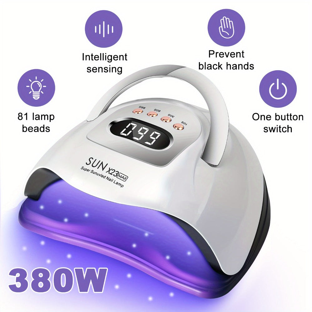 White Arch LED Nail Lamp with 380W and 81-Bead Labels, LCD Display and Four Timer Settings — image 1