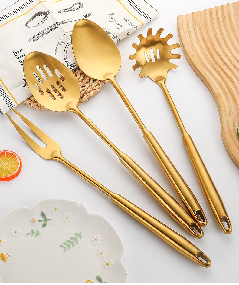304 Gold-Plated Spatula And Strainer Set, 12-Piece Set