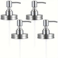 Mason Jar Soap Dispenser Pump Lids 4 Pack – 304 Stainless Steel Regular Mouth Mason Jar Pump Replacement, Leakproof Gasket — 