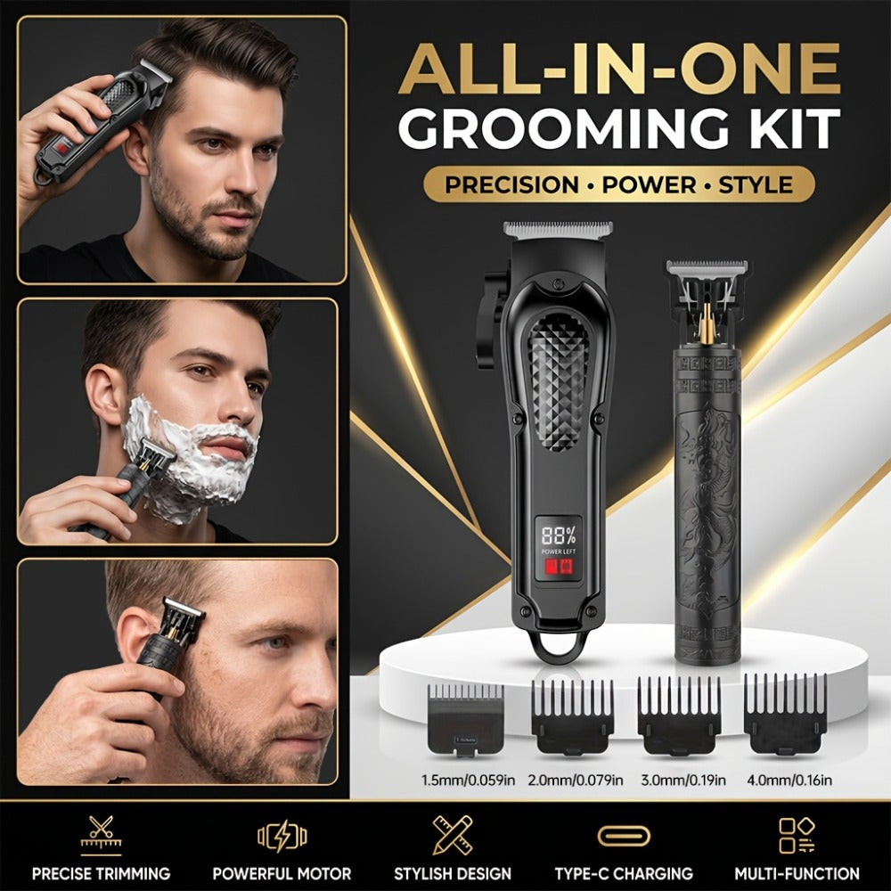 2-Piece Hair Clipper Set with Full-Size Clipper, Detail Trimmer, Guide Combs and USB Charging Accessories — image 19