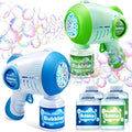 LED Light Up Bubble Gun 2 Pack with 4 Bottles Solution, 10-Hole Bubble Shooter 10000+ Bubbles Per Minute for Kids Adults — im