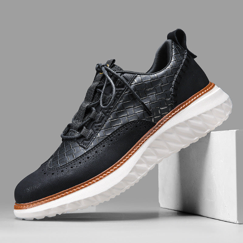 Breathable Woven-Texture Mens Sneakers