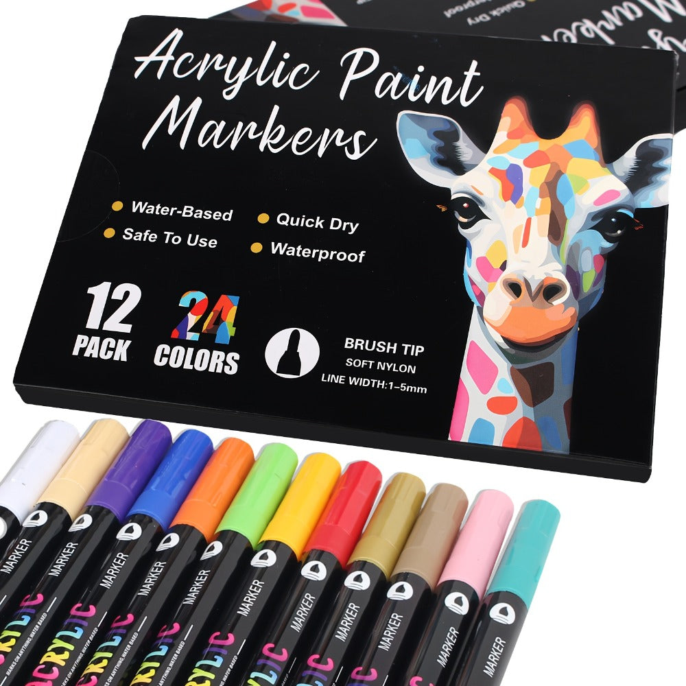 Double-Ended Acrylic Paint Pen Set with Brush and Fine Tips in 48- or 72-Piece Checkout Options — image 1