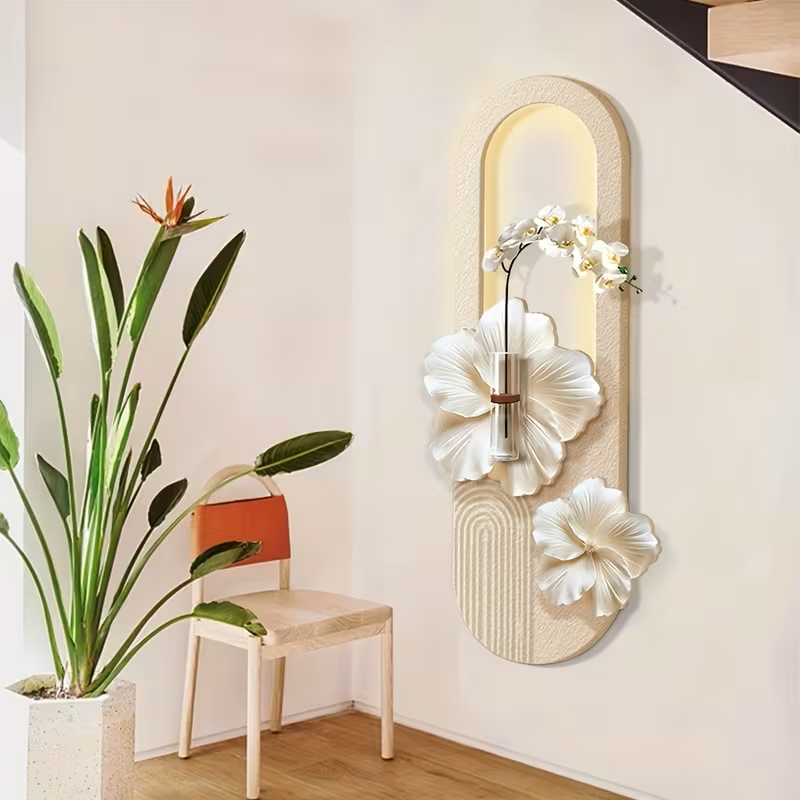 3D Flower Sandstone Wall Art Sculpture with Lights