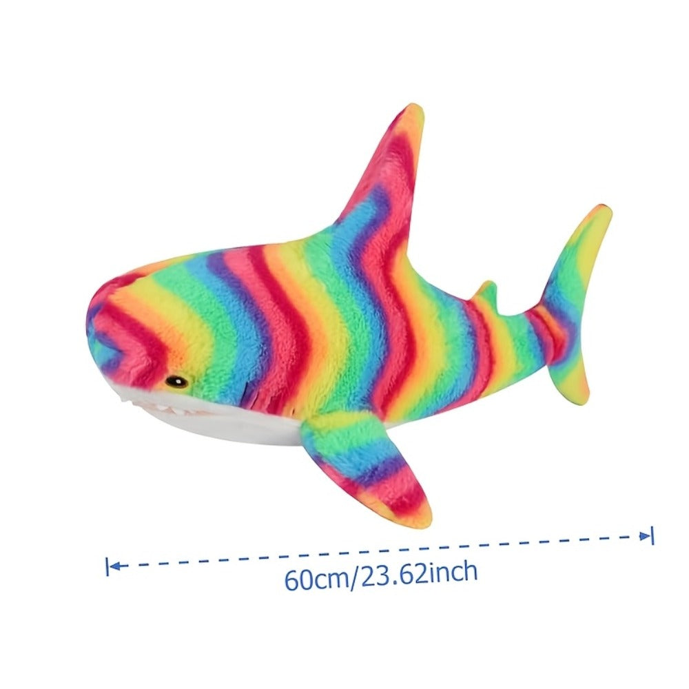Stuffed Animal Rainbow Shark with Long Pillow Shape, Mixed Colors and Soft Plush Fabric for Room Decor — image 5