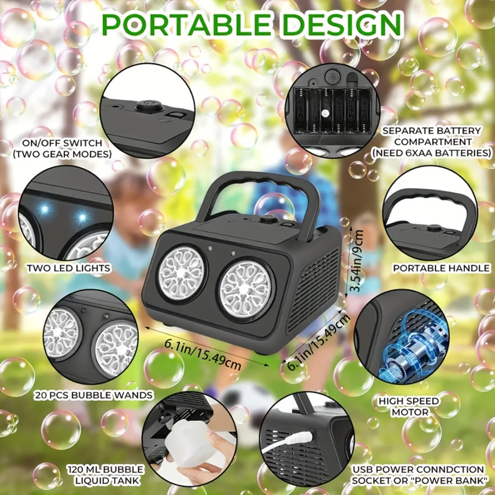 Dual-Wheel Bubble Machine with White Single-Unit or Black and Light White Two-Unit Bundle Labels — image 15