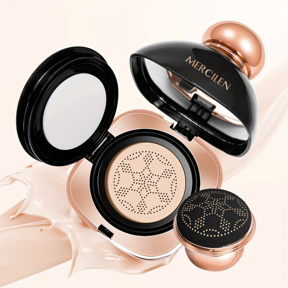 Air Cushion CC Cream Concealer Foundation MERCILEN Buildable Coverage Natural Dewy Finish, for Makeup, Travel and Everyday Va