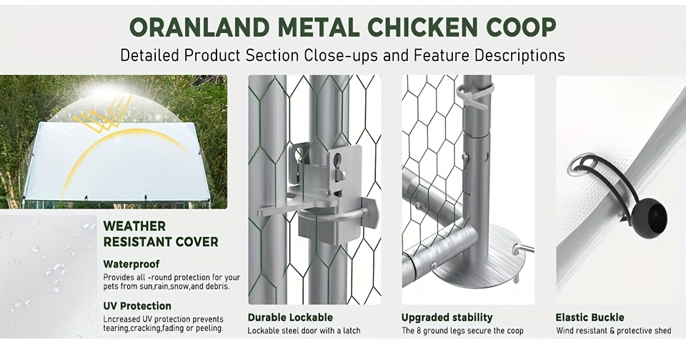 Chicken Run, Metal Outdoor Poultry Cage Large Walk-in Enclosure for Chickens Ducks Rabbits for Garden, Patio and Yard Use — i