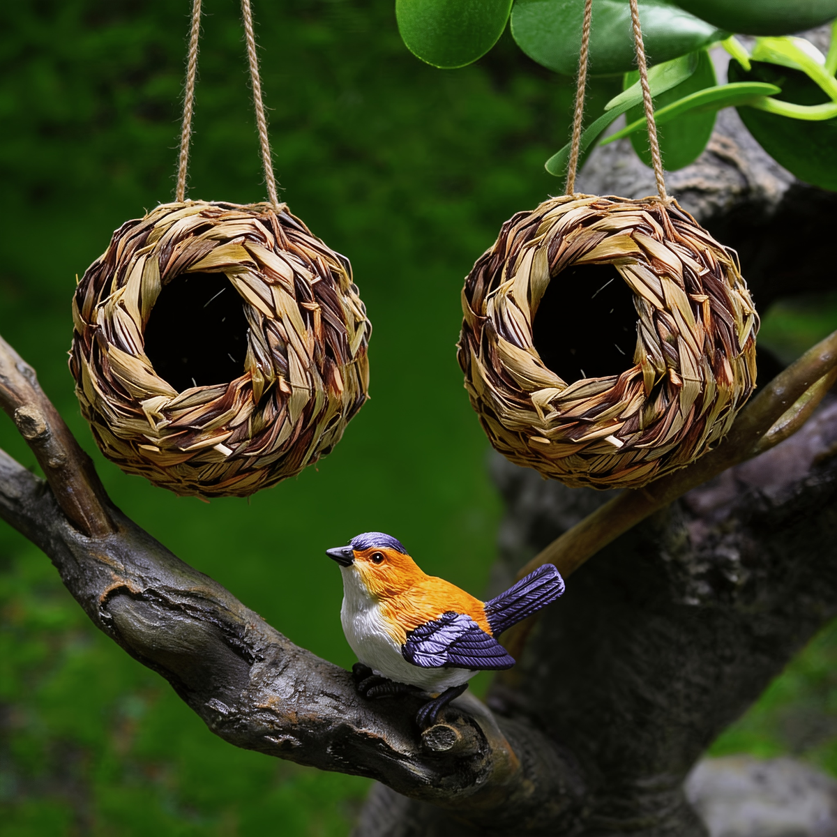 Hummingbird Nest House Handwoven Outdoor Garden Patio Bird Nest – Spherical Design Comfortable Nesting Shelter for Small Bird