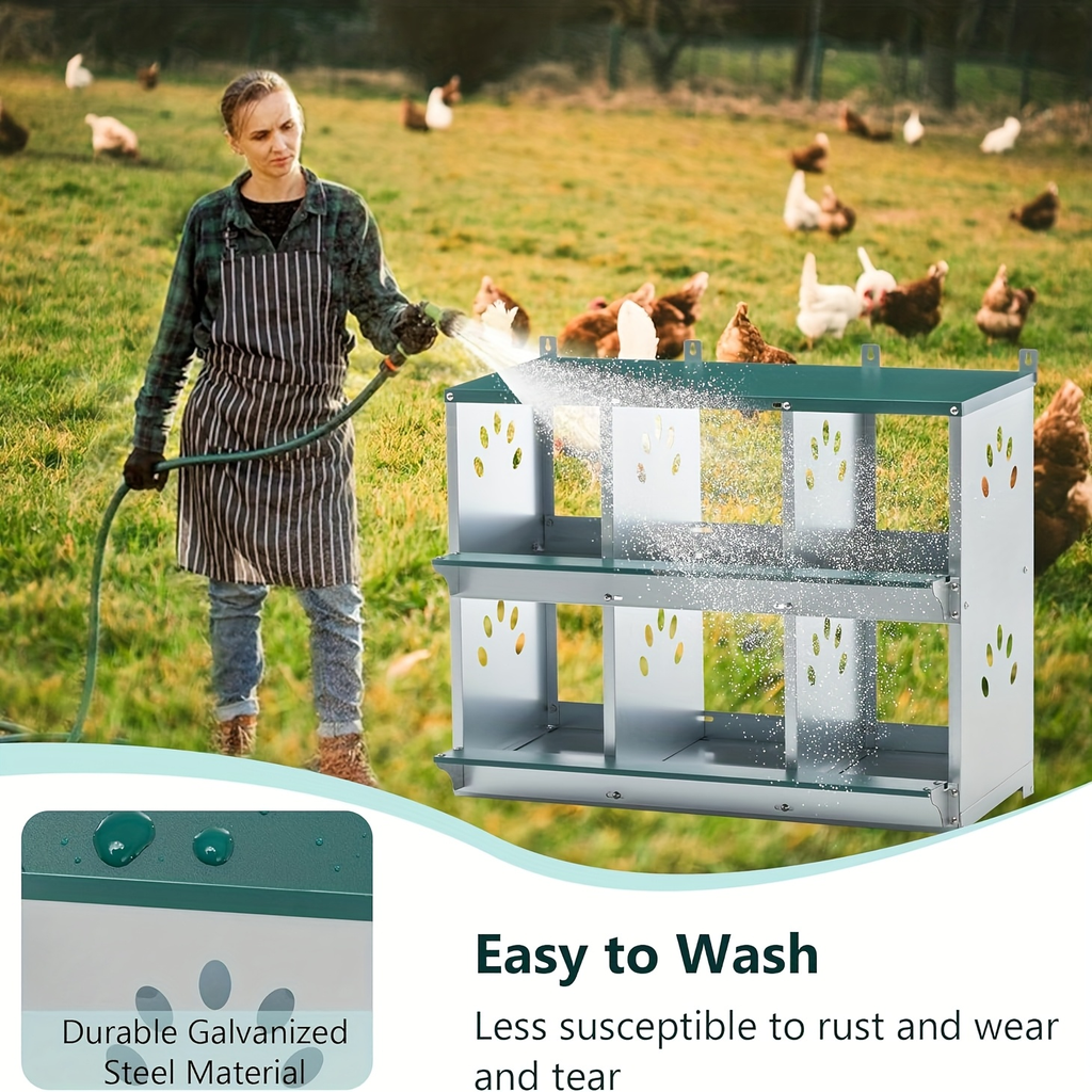 Metal Chicken Nesting Box Galvanized Steel 3-10 Compartment Roll-Away — image 12