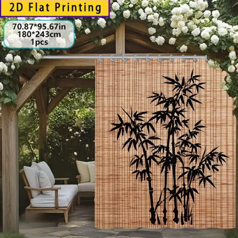 Blackout Curtains Chinese Bamboo Pattern Privacy Panels for Patio Balcony Garden Courtyard Tea Room Outdoor Indoor Minimalist