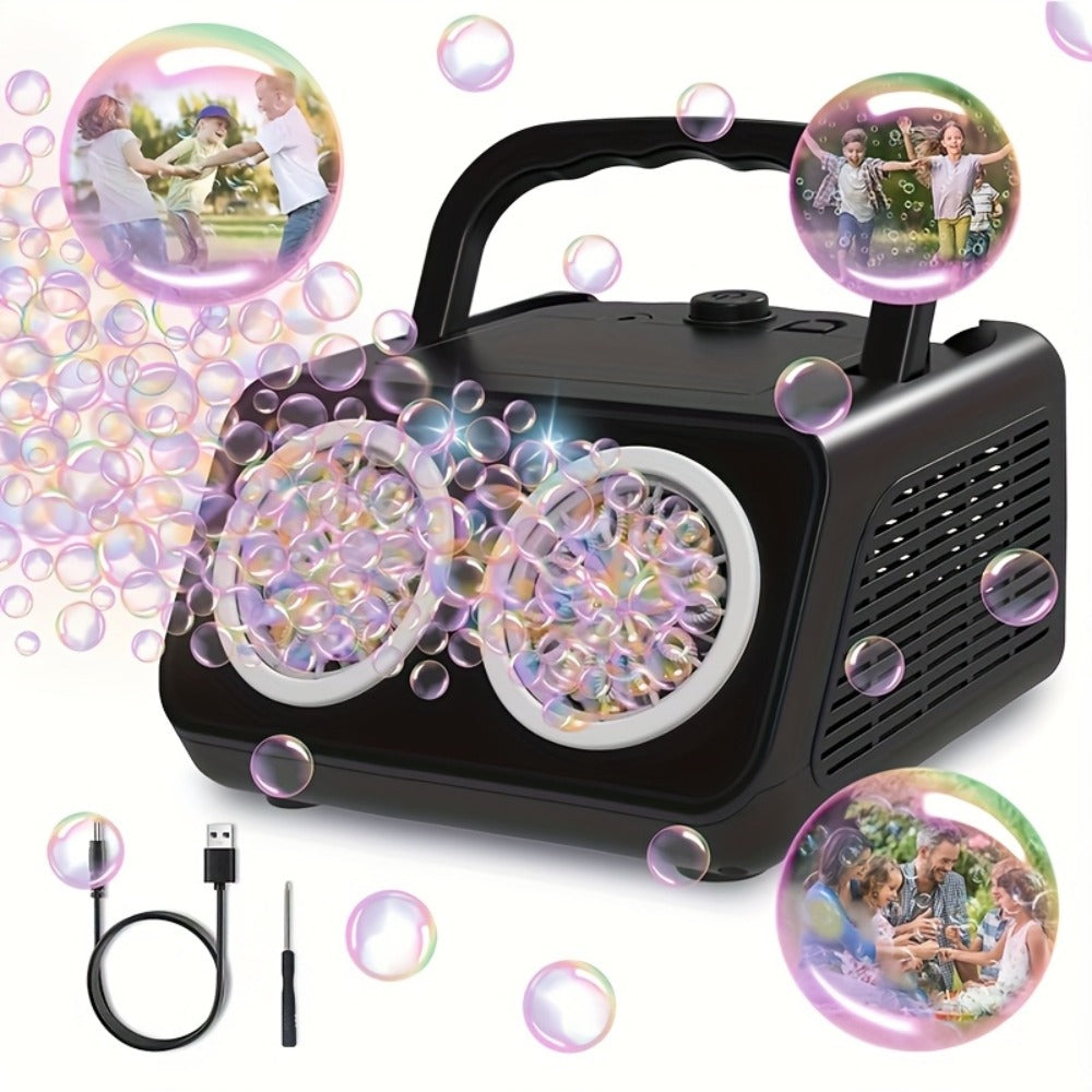 Automatic Bubble Machine with 2 Fans, 20000+ Bubbles Per Minute – Electric Bubble Blower for Kids, Battery Powered — image 2