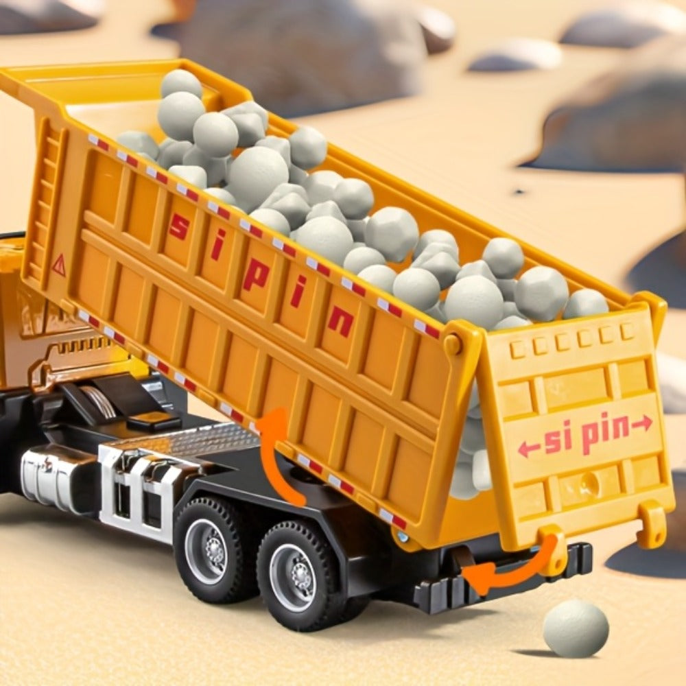 Die-Cast Construction Vehicle Toy Set, Mini Alloy Excavator, Dump Truck, Cement Mixer & Crane Trucks for Toddlers Boys Ages 3