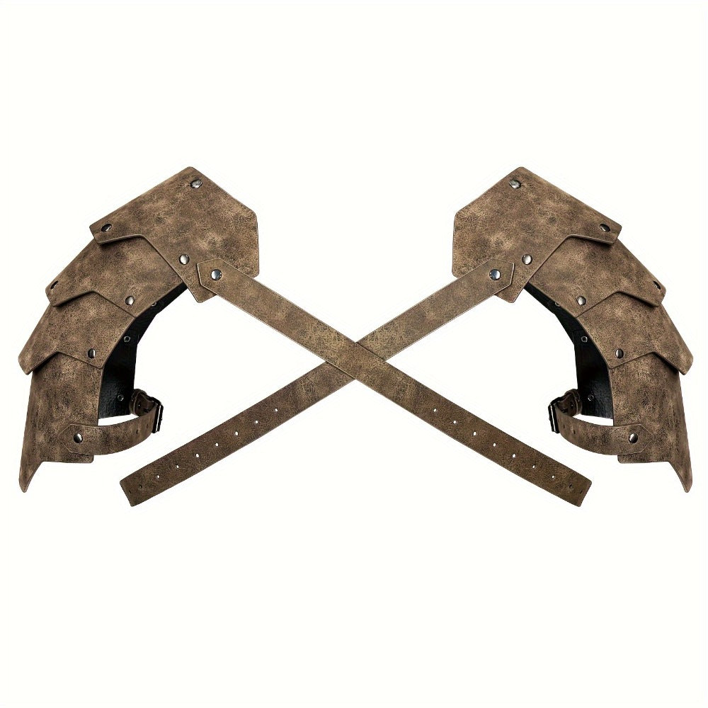Medieval Shoulder Armor Double Pauldron for Men & Women – Embossed PU Faux Leather Warrior Pauldrons for Halloween LARP Cospl