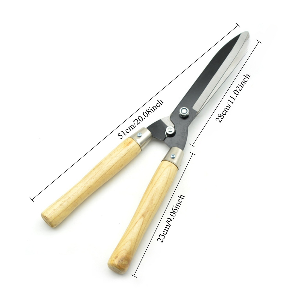 Carbon Steel Hedge Shears with 11-Inch Straight Blades and Paired Walnut Handles for Shrub Trimming — image 9