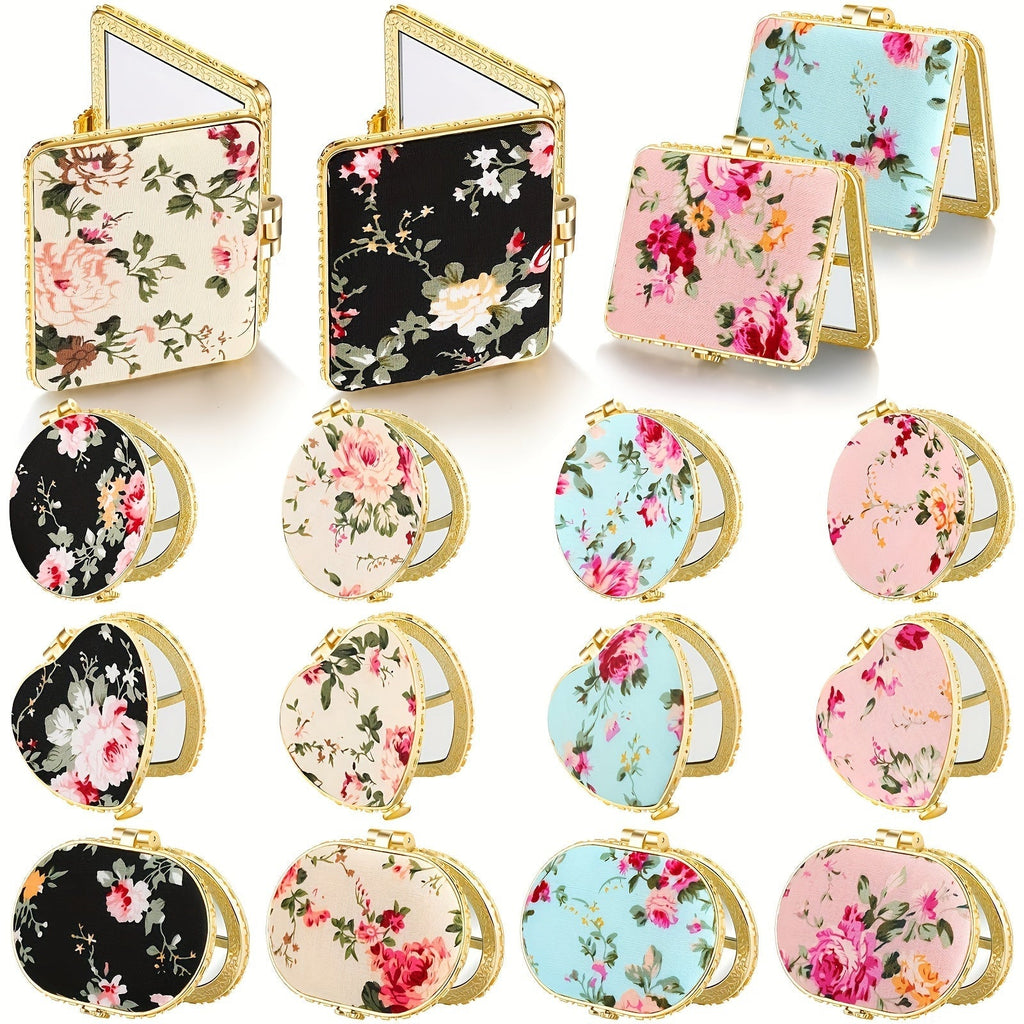 48-Piece Floral Folding Compact Mirror Set with Assorted Prints and 1X/3X Dual-View Mirrors — image 10