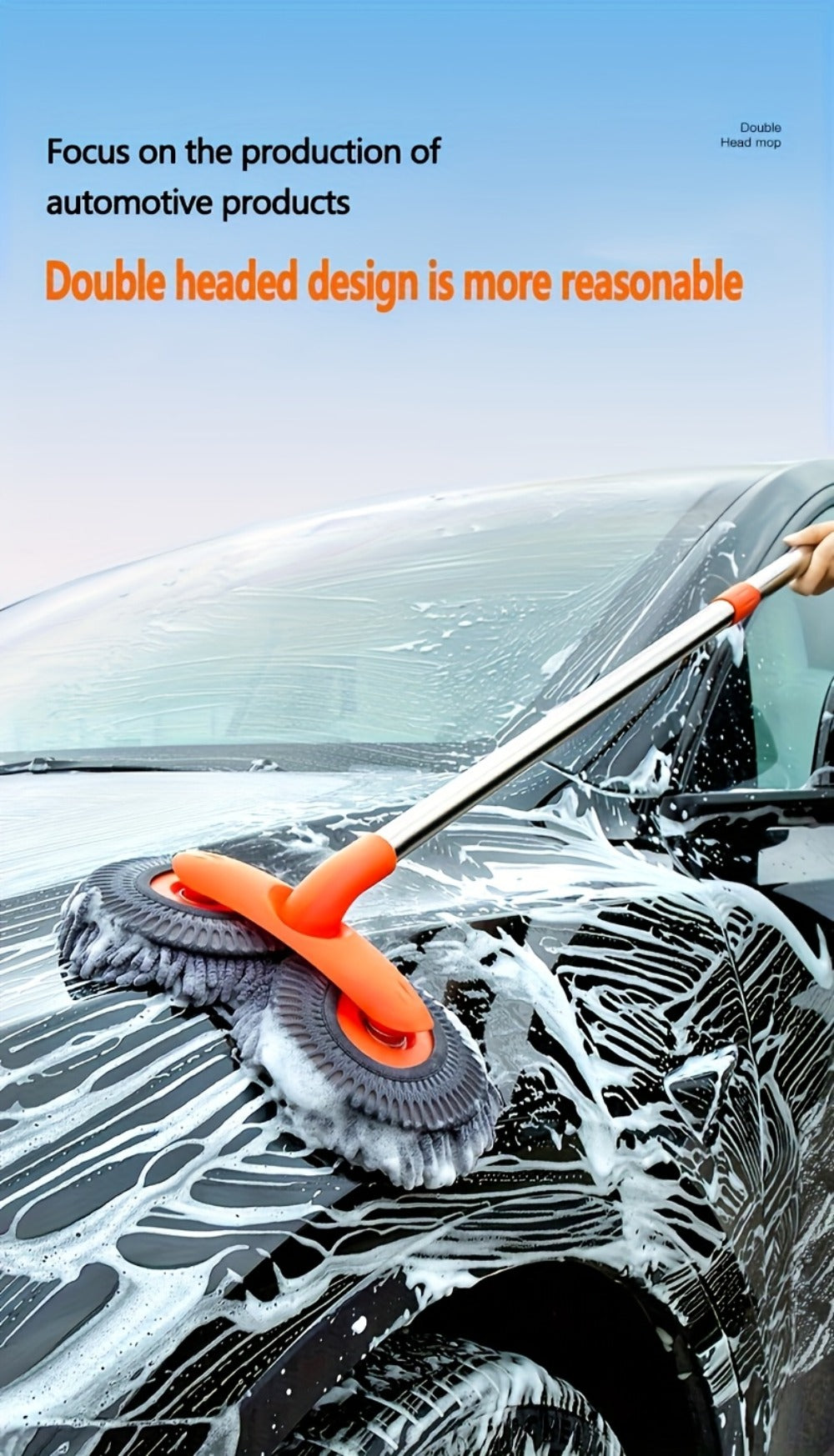 Car Wash Mop with Three-Stage Extension Handle, Rotating Microfiber Head and Replacement Head Option — image 13