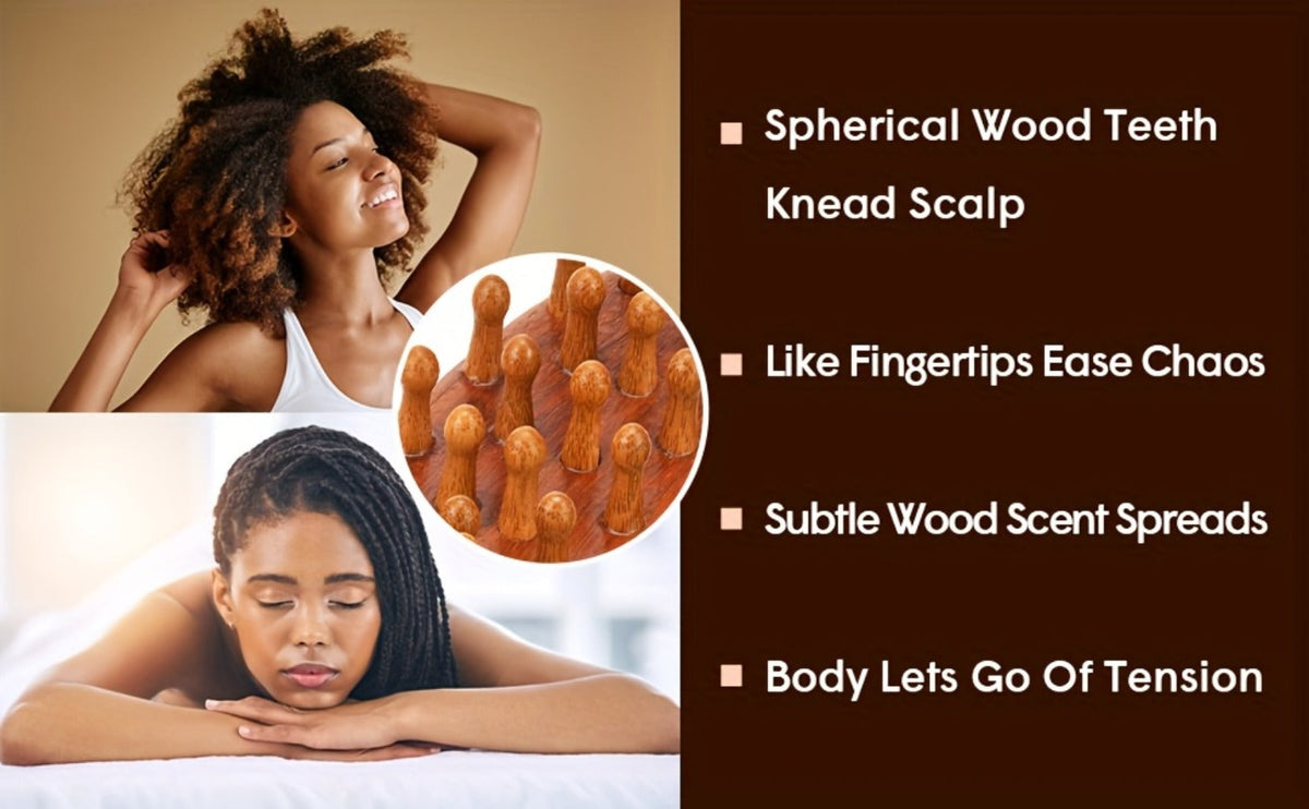 Sandalwood Loc Comb Wide Tooth 2 Pcs Wooden Ergonomic Detangling Comb for Dreads Locs Curly, for Home, Travel and Salon Hair 