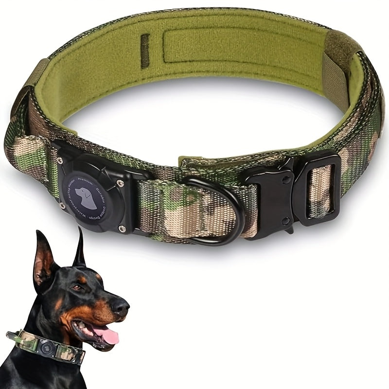 Tactical Dog Collar with Handle and Round Tracker Holder Case in Nine Colors and Sizes M to XL — image 24
