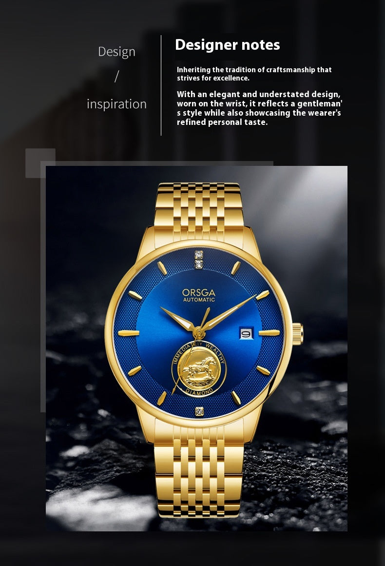 Waterproof Transparent Bottom Business Men's Mechanical Watch