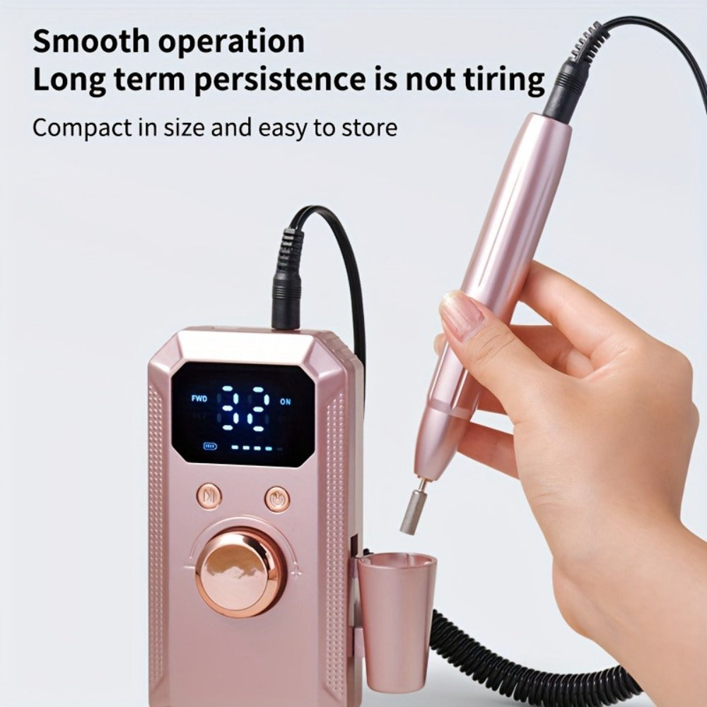 Electric Nail Drill Rechargeable Kit with Display, 11 Grinding Heads, 20 Sanding Rings and Three Colors — image 2