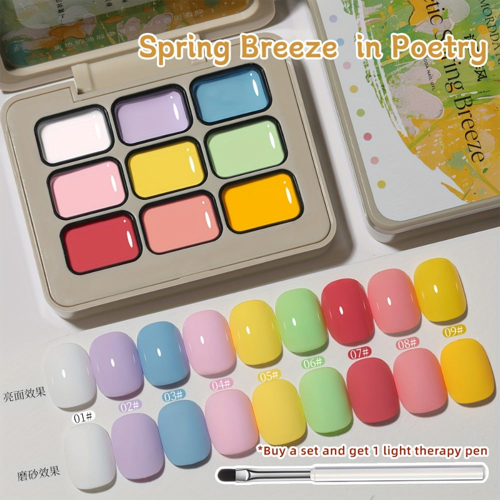 Gel Nail Polish MORDDA 9-Color Spring Breeze Set with Included LED Curing Pen for Home Nail Art — image 10