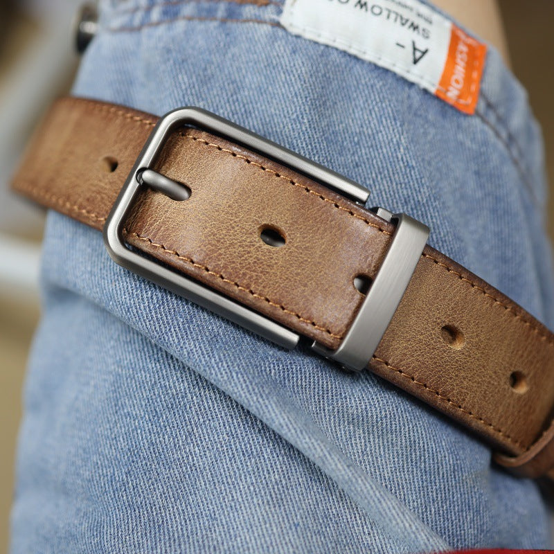 Men's Vintage Genuine Leather Belt With Pin Buckle