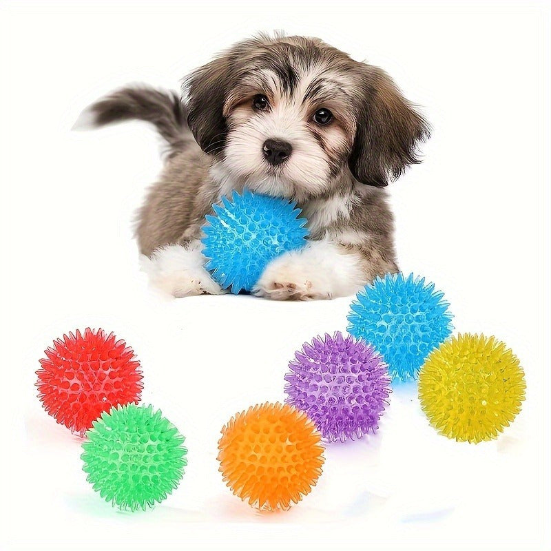 Dog Toy 12-Pack Random-Color Textured Rubber Squeaky Balls for Small and Medium Dogs, No Battery — image 1