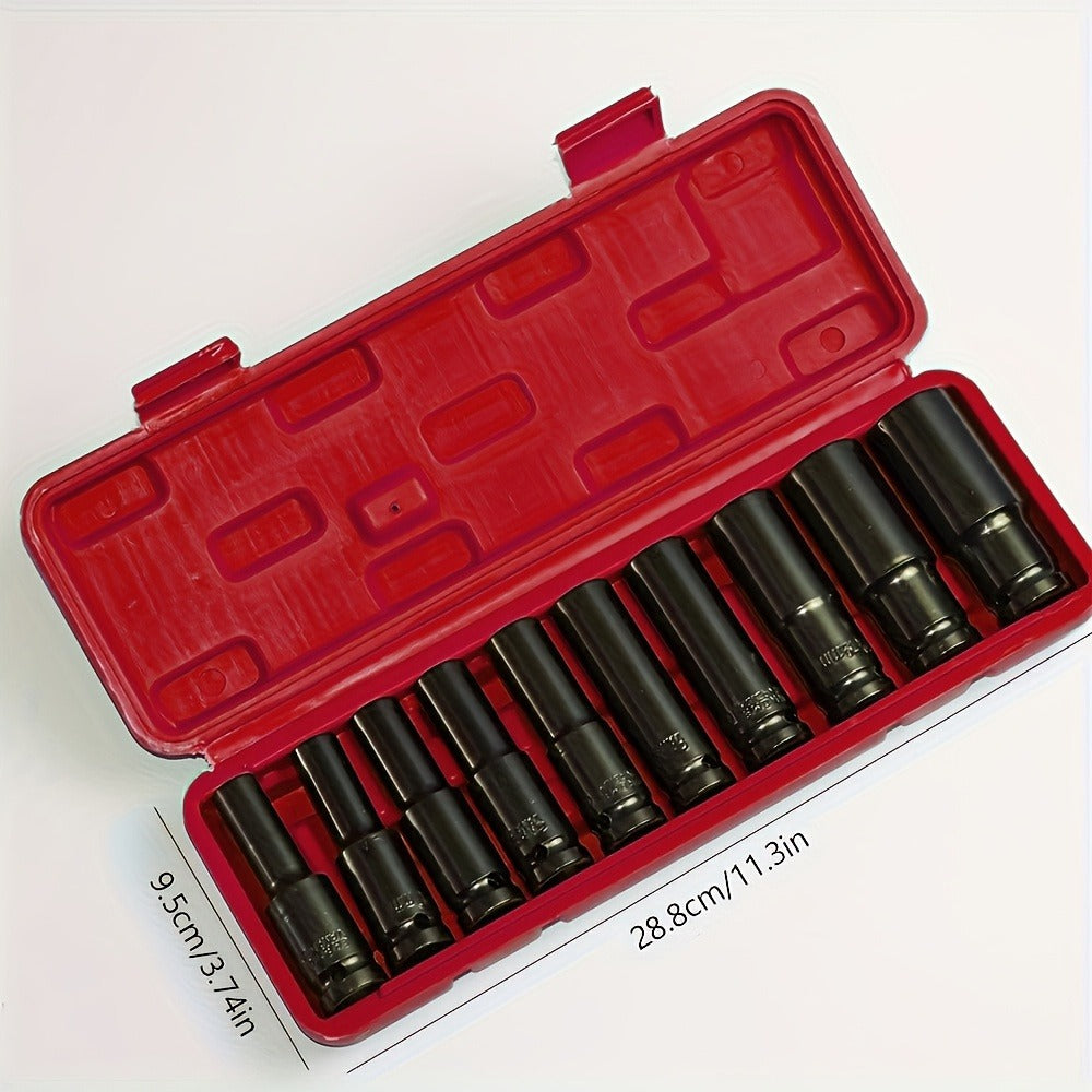 1/2 Inch Deep Impact Socket Set – Chrome Vanadium Steel for Tire Removal, Mechanical Repairs & Car Maintenance | Compatible w