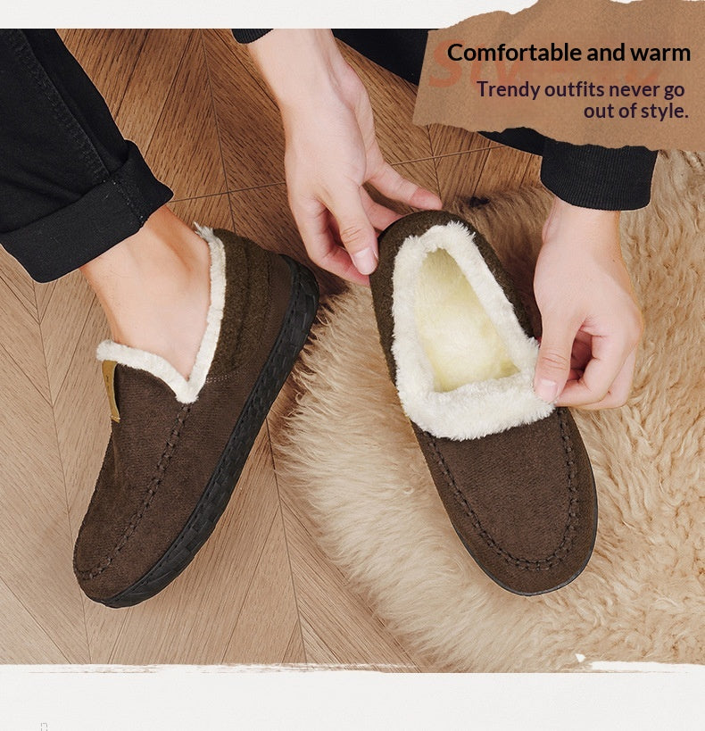 New Mens Slip-on Snow Boots With Fleece Lining For Extra Warmth In Winter