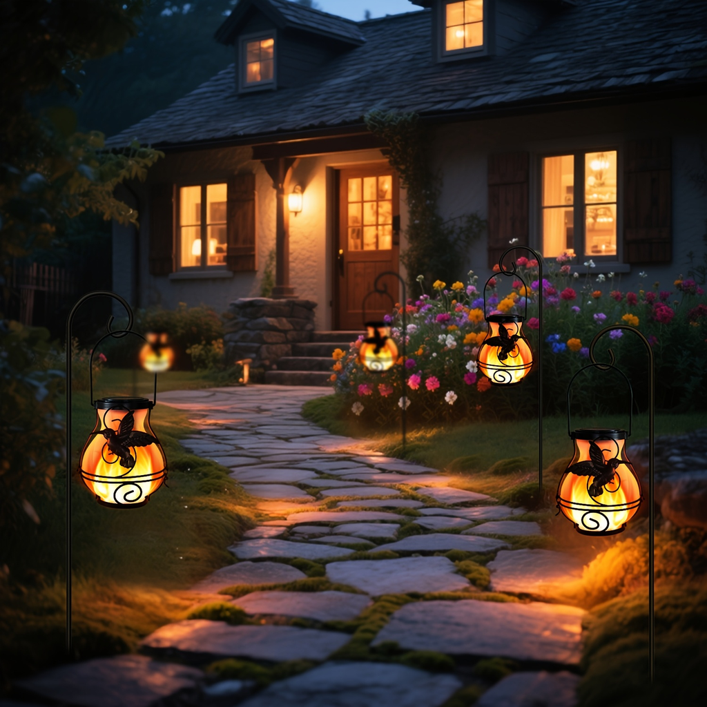 Solar Outdoor Lights Hummingbird Flickering Flame Hanging Lanterns, IP44, 2- or 4-Pack for Yard Decor — image 10