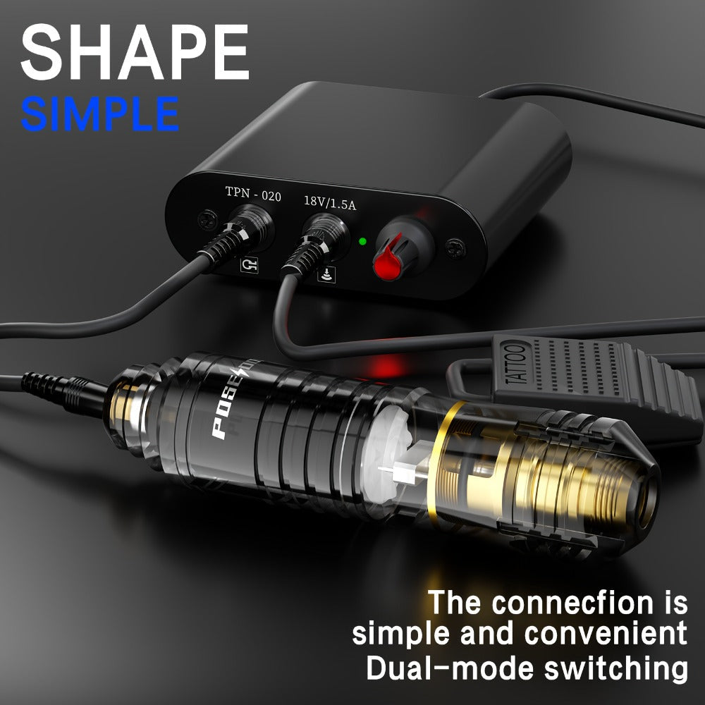 POSEIDON BT18-XH Tattoo Kit with Rotary Pen, Wired Power Supply, Foot Pedal, 10 Cartridges and 6 Inks — image 6