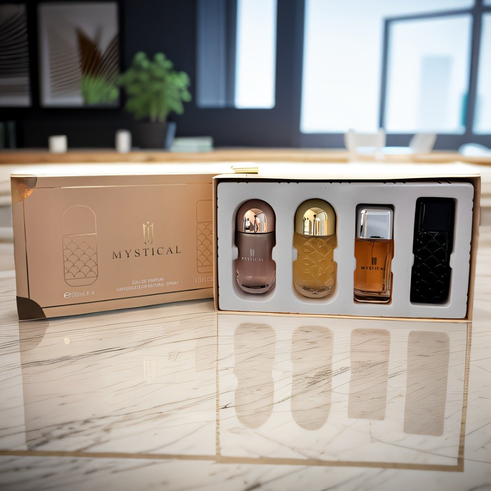 Women's Perfume Gift Set 4 Piece Travel Size Spray Kit – MYSTICAL Long Lasting Fresh Floral Scent Unisex Fragrance for Her Bi
