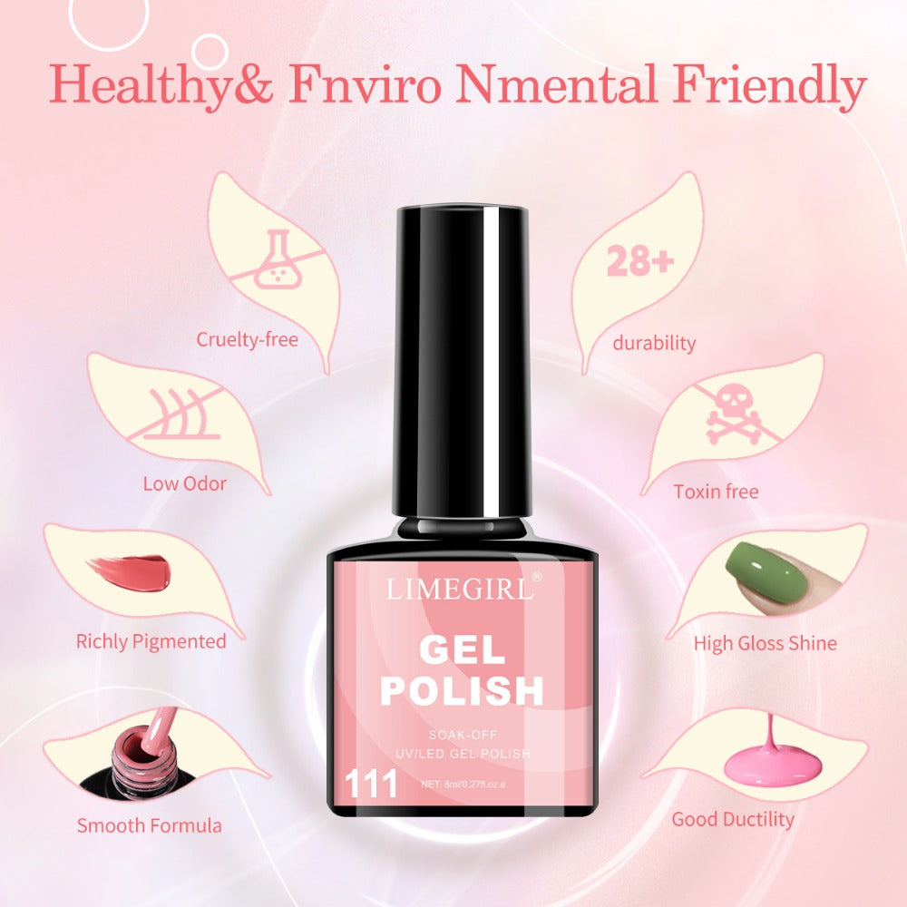 20-Color Gel Nail Polish Kit, Model ZH666-2 with UV LED Lamp, Red-to-Pink Shades, Base Coat and Top Coats — image 11