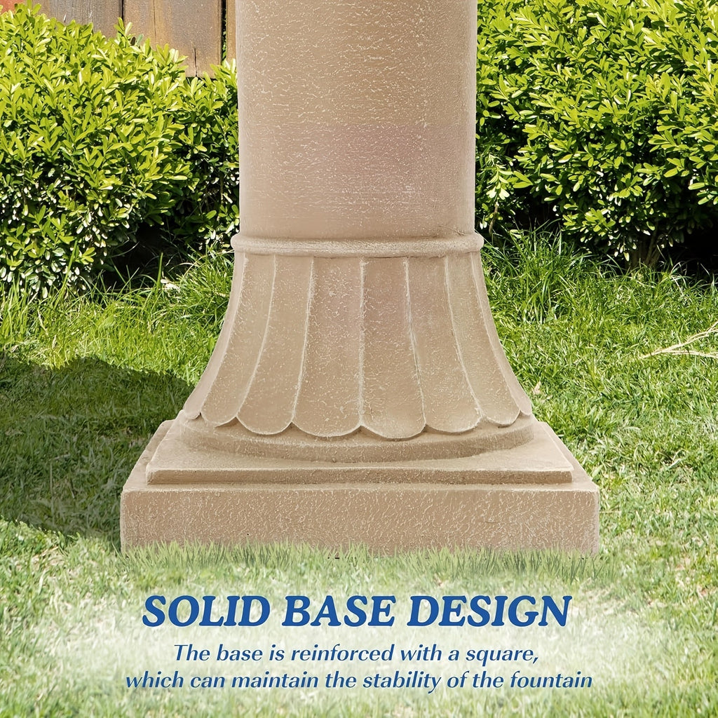Outdoor Water Fountain 3-Tier 48.4" – Italian Cascading Garden Fountain with Carved Flowers, IPX5 Pump, Large Floor-Standing 