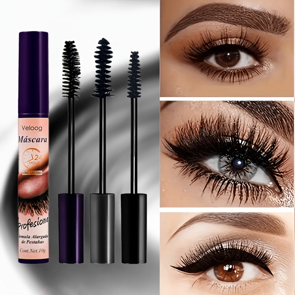 Waterproof Mascara Set 3 Piece, Lengthening Volumizing Curling Lash Mascara with Sea Urchin Spiral Conical Brush Heads — imag