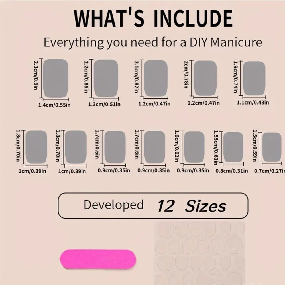 Press On Nails 216-Piece Short Square Nine-Pack Colorful Gradient Ombre Set with Tabs and Nail File — image 5