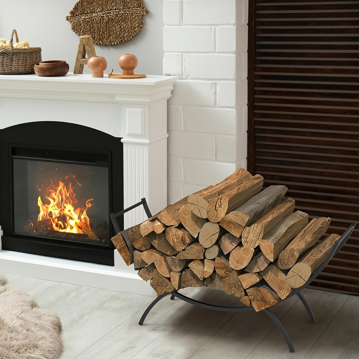 Firewood Rack | Heavy Duty Steel Indoor Outdoor Fireplace Patio Deck — image 20