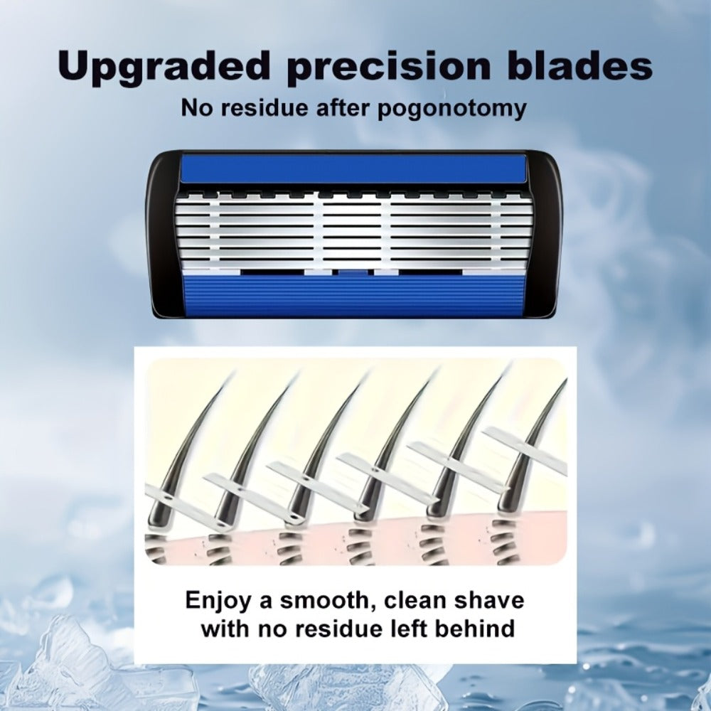 Men's Razor Set with Stainless Steel Replacement Blades – Reusable Handle & High-Capacity Blade Kit for Smooth Close Shave — 